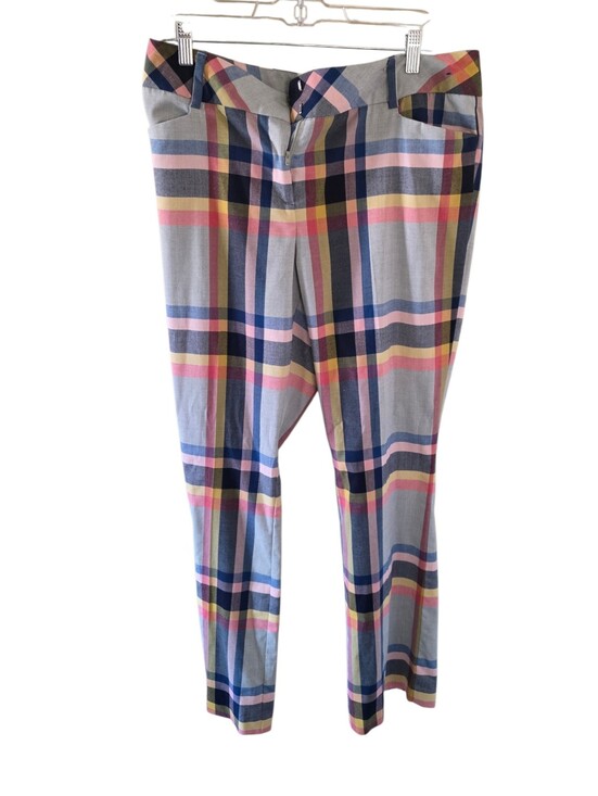New York & Company Pants - 7th Avenue Design Studio New York And Company Plaid Pants. Blue, Pink, & Yellow